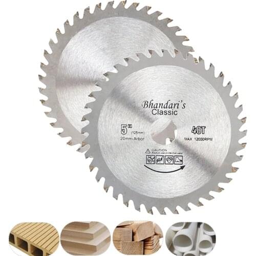 5 Inch Woodworking Circular Saw Blades 40 Teeth Multipurpose Carbide Tipped Wood Cutting Disc For Woodworking Tool Bore 20mm