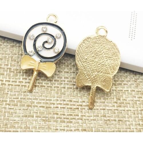 50pcs Charms Wedding Hair Decor Lollipop Pendant Rhinestone Crystal Buckle Flatback Floating Enamel Strass Jewelry DIY Ornament