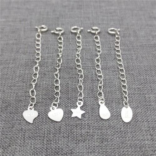 8 Pieces Sterling Silver Extender Chain Extension Spring Clasp Heart Star Drop Oval