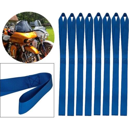 8 Pieces Blue Soft Loop Tie Down Straps for Towing ATV UTV Abrasion Resistance 49N Tensile Strength