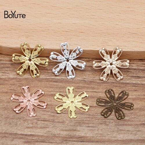 BoYuTe (200 Pieces/Lot) 18MM Metal Brass Flower Filigree Findings Diy Hand Made Materials Jewelry Accessories Wholesale