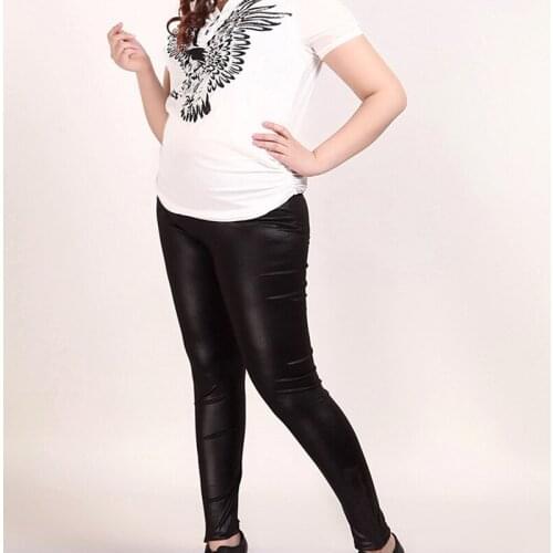 Spring Autumn Fashion Faux Leather Sexy Yoga Pants Thin Black Sport Fitness Yoga Pants Stretchy Plus Size 4XL 5XL