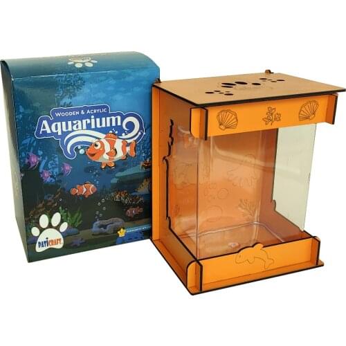 Wood Decorated Orange Acrylic Aquarium-Beta Bell Jar
