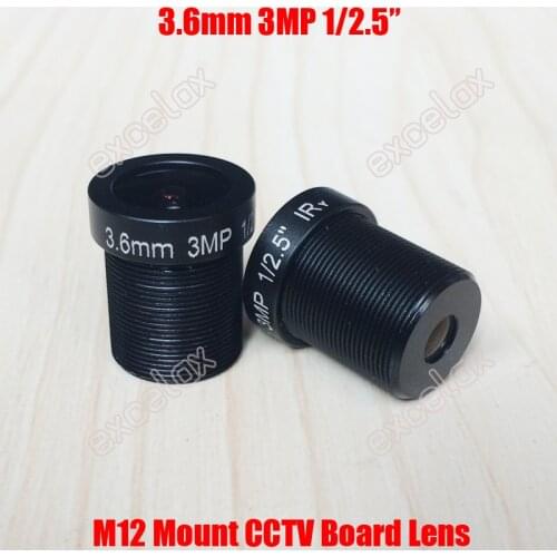 DIY 2PCS/Lot 3MP 1/2.5" 3.6mm 90 Degrees Angle View IR CCTV Fixed Board Camera Lens M12 MTV Mount for Analog IP Camera Module