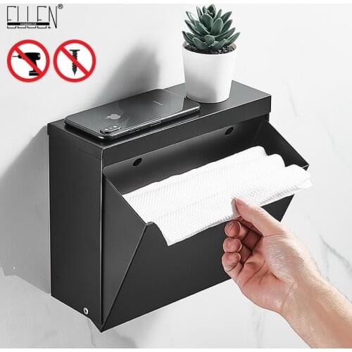 ELLEN Bathroom Paper Holder Waterpoof Toilet Tissue Paper Box with Phone Shelf Wall Mounted Bathroom Paper Holder E659
