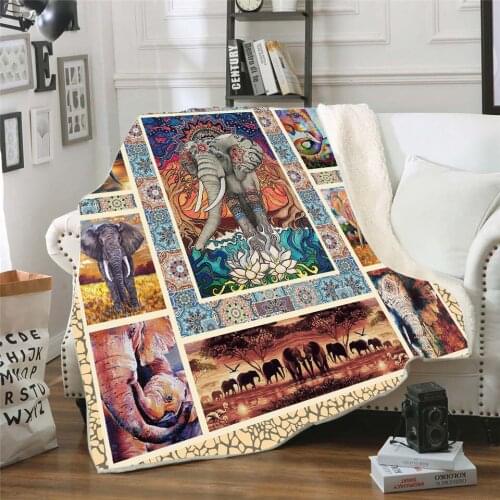 Elephant 3D Printed Fleece blanket for Picnic Thick Fashionable Bedspread Sherpa Throw Blanket Drop Shipping