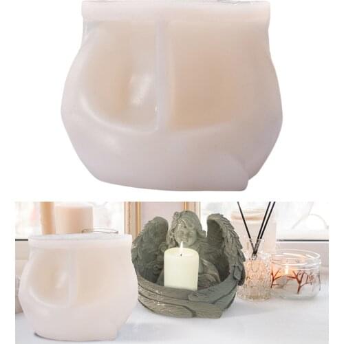 Angel Candlestick Molds Epoxy Resin Silicone Mold Concrete Candlestick Handmade Cement Ashtray Mould Craft Candle Holder Tools