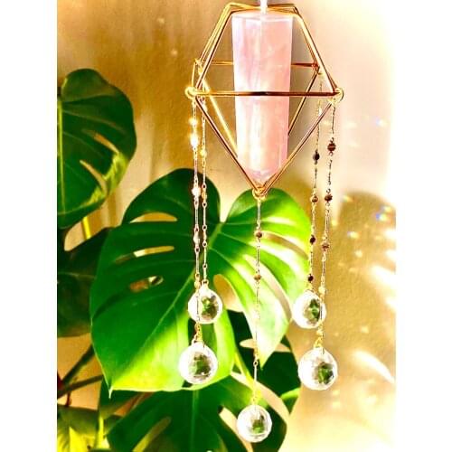 Geometric, diamond shape, gold Sun catcher, crystal, personalized gift, customized gift, rainbow