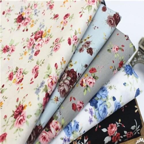 Romantic 4 Colors Blooming Spring Flowers Printed Cotton Poplin Fabric Floral Fabric for quilting bedding cloth DIY sewing