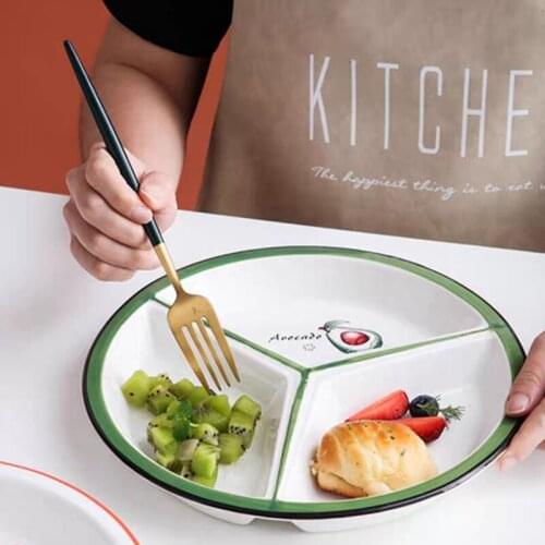 Japanese-Style Ceramic Sub-Plates Creative Personality Cute Household Sub-Divided Breakfast Fruit Salad Snack Plates Tableware