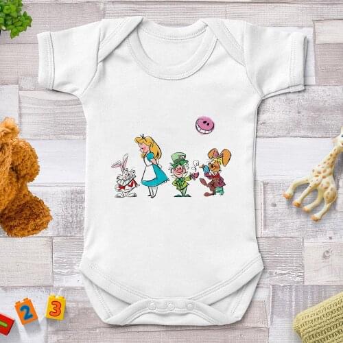 2021 Cute Cartoon Baby Clothes Baby Girl Rompers Alice And Her Friends Printed Disney Newborn Jumpsuits Infant Bodysuits Tops