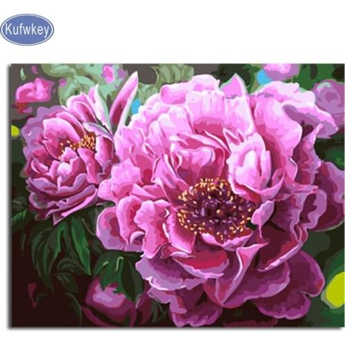 Kufwkey diamond Embroidery,peony Diamond Painting plein,round,full drill mosaic Rhinestones painting,3d Cross-Stitch,Room decor