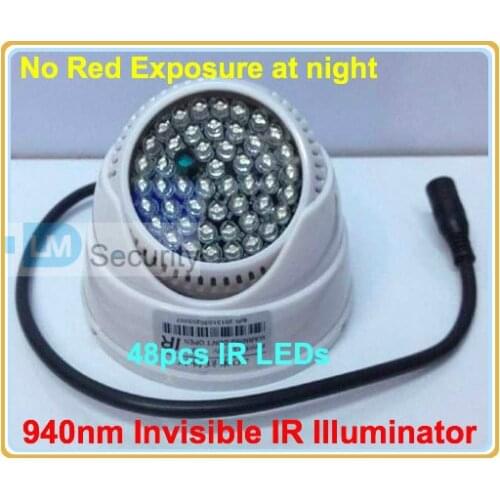 Lihmsek New Indoor IR Infrared Illuminator 940nm Wavelength IR LEDs 48pcs Dome Type CCTV IR Illuminator Lamp, Free Shipping