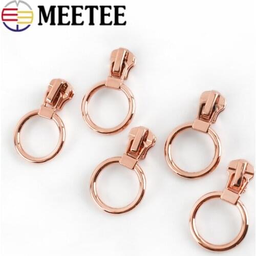 10pcs Meetee 5# Rose Gold Zippers Slider for Metal Zipper Head Zip Repair Kits Pull Tab DIY Sewing Bags Clothing Accessories
