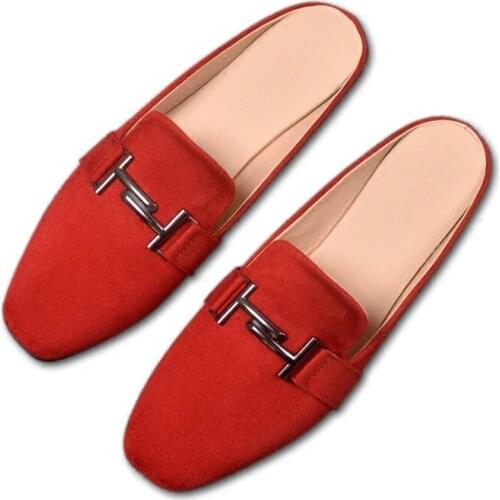 New Women Autumn Lazy Slides Home Ladies Mules Shoes Female Summer Sandals Stylish Outdoor Suede Low Heel Slippers Big Size35-43