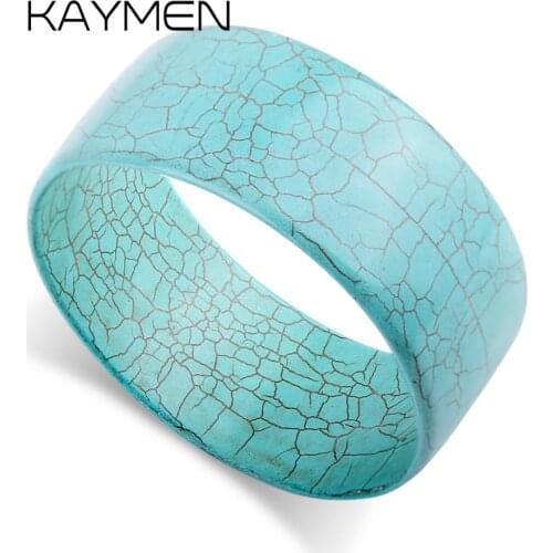New Fashion Simple Style Syntheic-turquoise Round Bangle Bracelet for Women, Big Chunky Statement Bangle Bracelet Jewelry