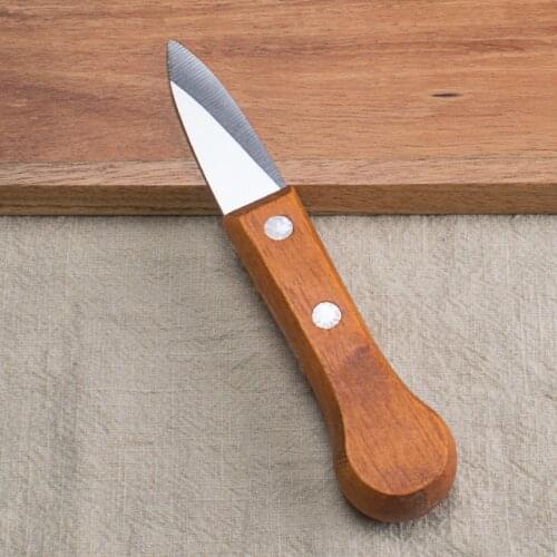 Oyster opener High quality stainless steel oyster knife Thickened wooden handle to pry shell oyster knife