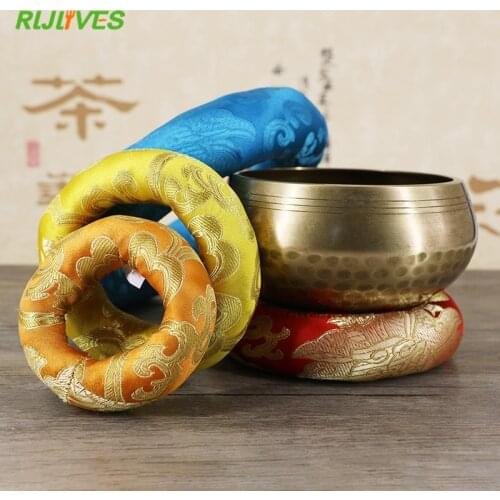 Yoga Tibetan Singing Bowl Mat Himalayan Hand Hammered Chakra Meditation Religion Belief Buddhist supplies Home Decoration