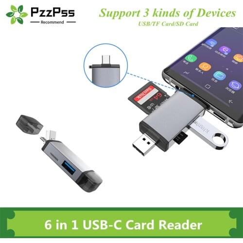 PzzPss OTG Card Readers 6 in 1 USB Type-C/MicroUSB/USB2.0/TF / SD Memory Card Card Readers For Computer Laptop Android phone