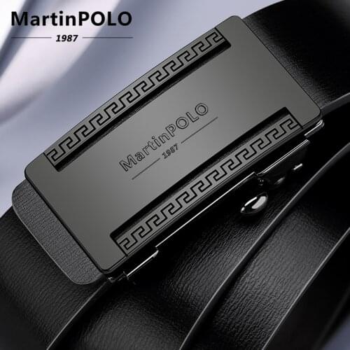MartinPOLO Genuine Leather Belt Men Young Fashion Design Jeans Belt Cowhide Black Buckle Luxury Brand New Male Belts MP02101P