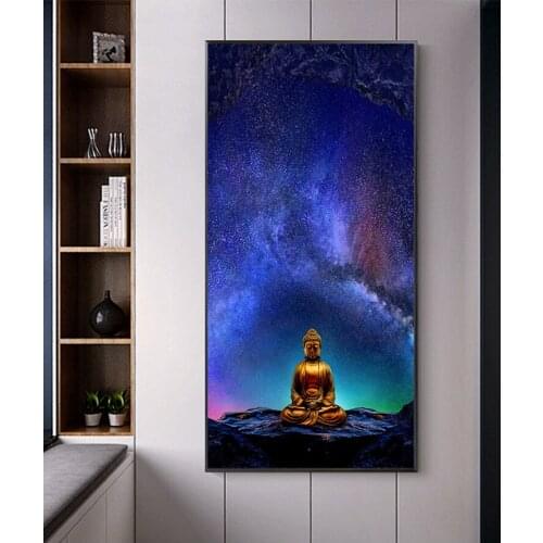 Modern Meditation Blue Sky Buddha Statue Diamond painting 5d Embroidery Mosaic Buddhist Picture for Living Room Aisle A649