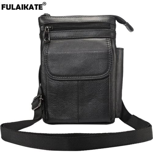 FULAIKATE 7" Genuine Leather Shoulder Strap Bag for iPhone7 Plus 6s Plus Case Waist Pouch for 7 inch Tablet PC Multifunction Bag
