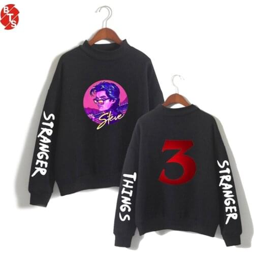 Stranger things 3 Turtleneck Sweatshirts Women/Men Long Sleeve Fashion Streetwear Sweatshirts 2018 Hot Sale Casual Clothes