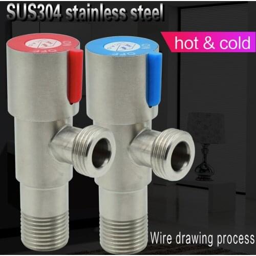 Hot&Cold Water Triangle Valve Anti-explosion Kitchen Toilet Stainless Steel Bathroom Thicken Triangular Valve Switch Water