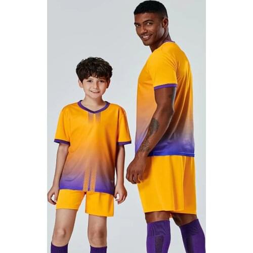 2021 Adult Kids Custom Soccer Jerseys Men parent-child activity Football Jersey Set Boys yolk yellow Fotball Games Uniform shirt
