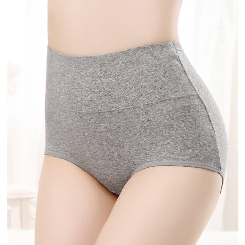 VU115 Solid Pure Cotton Panties High Waist Body Shaping Underwear Women Large Size Breathable Lingerie Pretty Briefs