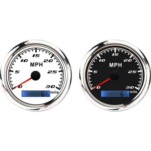 Universal Speedometer 12V/24V Odometer 85mm 30MPH LCD Hourmeter Tachometer Backlight for Marine Car Motorcycle