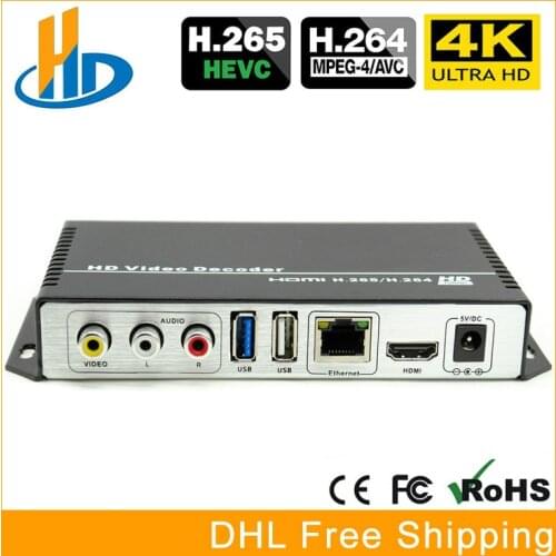 H.265 Ultra HD 4K Video Audio Decoder IP Streaming Decoder IP To HDMI + CVBS AV Support 4K Output For Decoding Encoder