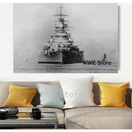 Military German battleship Bismarck retro warship living room decoration home art decor poster No Frame