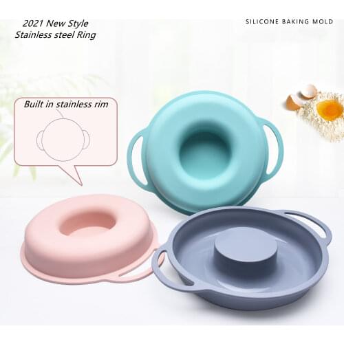 Built in stainless rim Silicone Round Cake Mould Easy Release Toast Plate High Temperature Resistance Bread Pan Toast Bread Mold