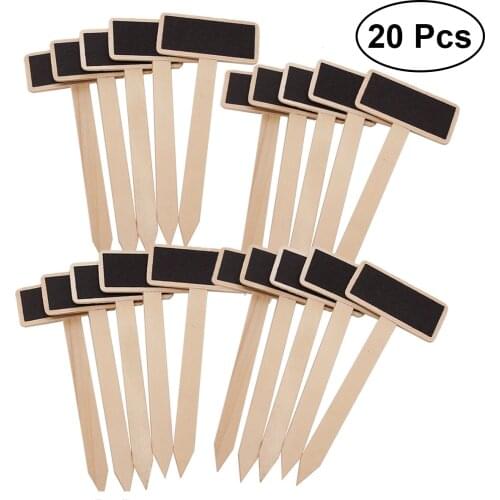 WINOMO 20 PCS Mini Wooden Chalkboard Blackboard Plant Markers Creative Decorative Garden Flowers And Plants Pot Tags Pots Decor