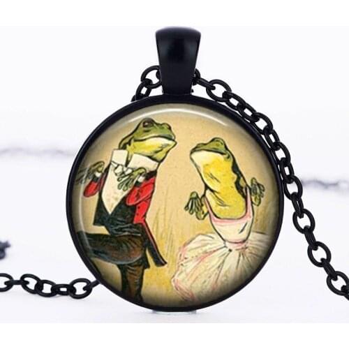 Handmade Jewelry Jitterbug Frogs Person Art Photo Cabochon Glass Pendant Chain Necklace For Men Women Stainless Steel Jewellery
