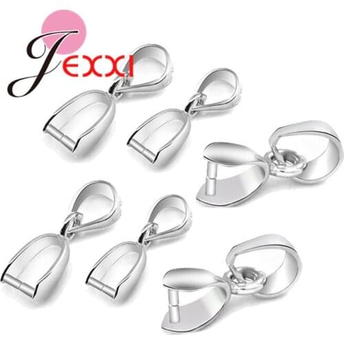 50pcs/Lot 8*16MM 925 Sterling Silver Jewelry Findings Bail Connector Bale Pinch Clasp 925 Sterling Silver Pendant Fittings DIY
