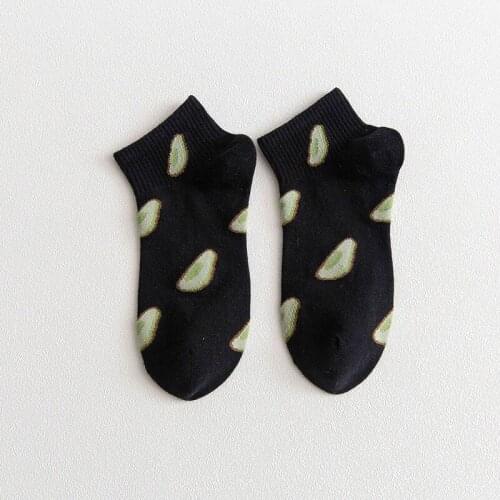 1 Pair New Fashion Women Cotton Cartoon Fruit Ankle Socks Summer Japanese Avocado Cute Boat Socks Casual Soft Girls Short Socks