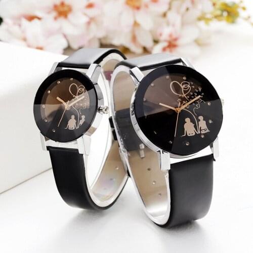 1 Pc Couple Watch Fashion Casual Leather Strap Quartz Lady Wristwatch Clock Women Watch Montre Unisex Lover Watch Christmas Gift