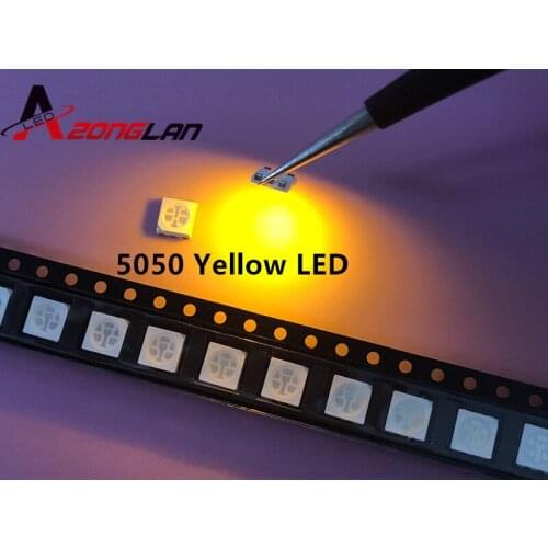 100pcs/lot MUXIN LIGHT SMD 5050 yellow smd LED Diode1.8-2.4V Wholesale 585-590nm 5.0*5.0*1.5MM 0.2W 60MA