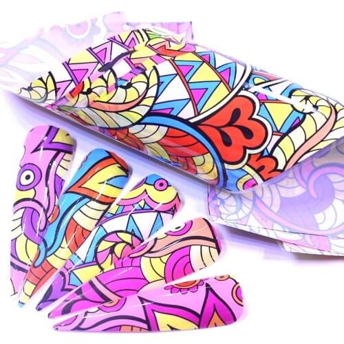 15x4cm Retro Nail Foil for Manicure UV Gel Polish Sticker Colorful Flowers Design Adhesive Decal Nail Art Decoration Wraps