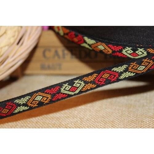 20yards/lot wide 1.2cm Woven Jacquard Ribbon Geometric for curtain and clothing accessory LS-1013