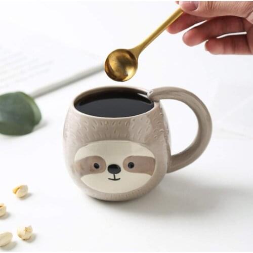 400ML Creative Animal Styling Mug Cute Sloth Closed Eye Ceramic Cup Office Personality Animal Coffee Milk Cup Animal Cup