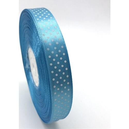 5Yards 3/4" 20mm Sky blue Printing Polka Dot Satin Ribbon Hair Bow Christmas Wedding Decoration DIY Sewing Craft
