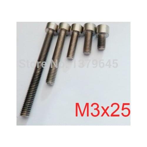 50pcs/lot GR2 Titanium Ti Bolt M3 thread 25mm length M3*25 M3x25 Hexagon Socket Cap Screw Allen Head, acid and alkali corrosion