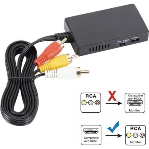 HDMI-compatible AV Scaler Adapter HD Video Converter Box HDMI-compatible to RCA AV/CVSB L/R Video 1080P Support