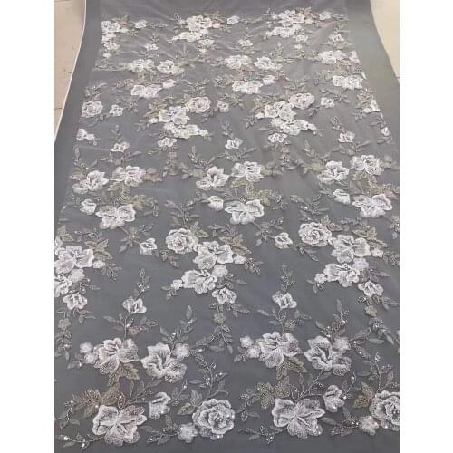 African Lace Fabric Latest beads Lace Fabric SYJ-188685 French Tulle Lace Fabric High Quality Lace for Wedding Dress