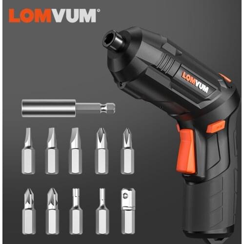 LOMVUM USB Charging Screwdriver Lithium Battery Screwdriver Hand Drill Mini Small Home Electric Screwdriver Tool Set