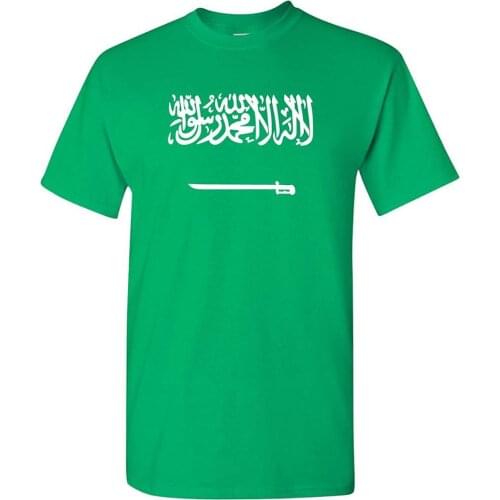Asian and Middle Eastern Saudi Arabia National Pride Country Flags Basic Newest 2019 Fashion Summer Short Sleeves Cotton T Shirt