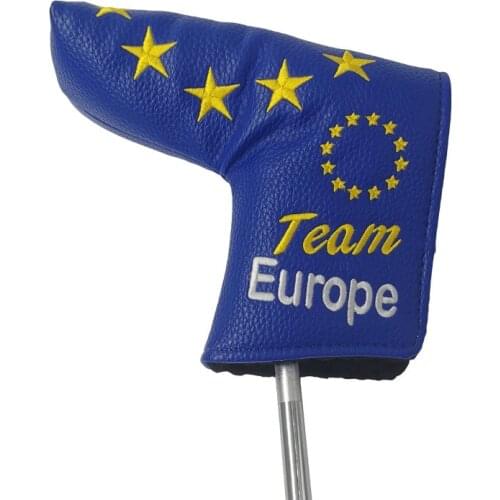 Customized Golf Putter Headcover Stars Embroidery Straight Putters Head Cover PU Protect Covers Blue color